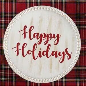 NWT HAPPY WOODEN RAISED HOLIDAYS PLATTER